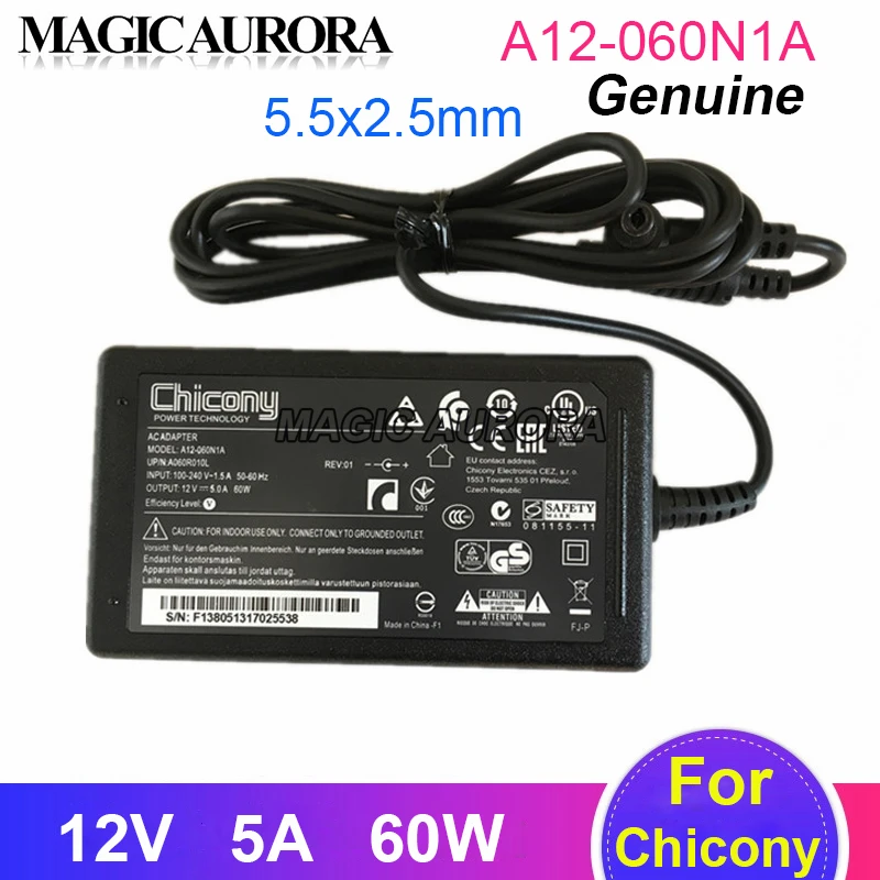 

60W Chicony A12-060N1A AC Adapter 12V 5A Monitor Charger Power Supply 5.5x2.5mm