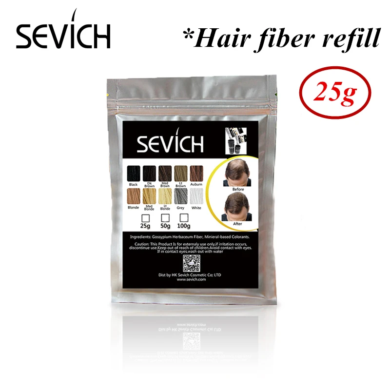 Sevich Beauty Hair Loss Treatment Concealer Hair Fiber Keratin Hair Building Fibre Styling powder Refill 25g 10colors