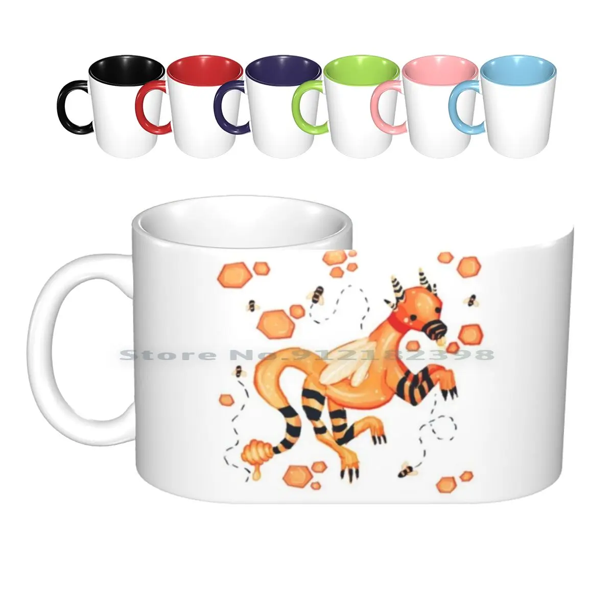 Honey Bee Dragon ( Version 2 ) Ceramic Mugs Coffee Cups Milk Tea Mug Honey Bee Dragon Cute Creative Trending Vintage Gift