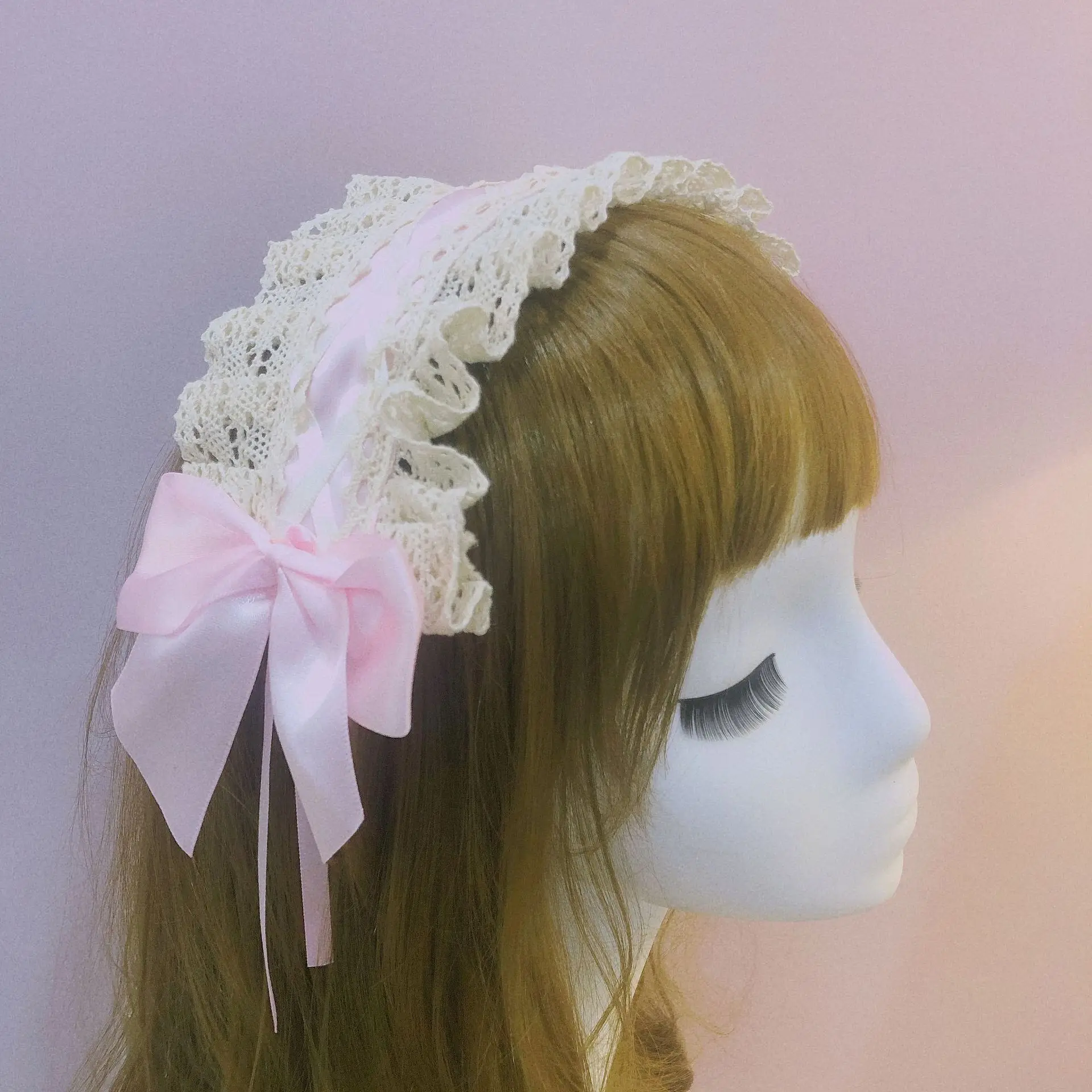 Diadema de encaje con lazo para mujer, accesorios para el cabello, regalo de Anime, disfraz de Cosplay, Halloween y Navidad