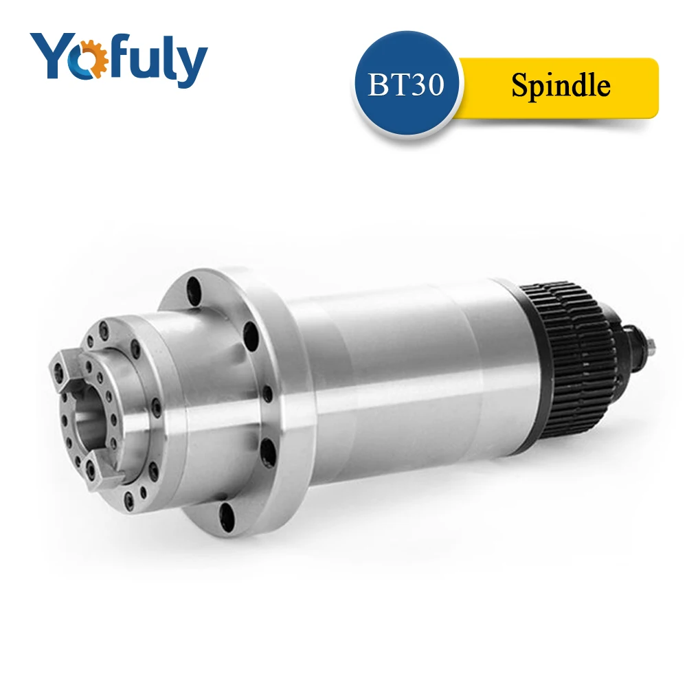 CNC Spindle BT30 CNC Router Milling Spindle Motor with Synchronous Belt for Spring + Drawbar Pull Claw 45°+ ATC Petal Clamp