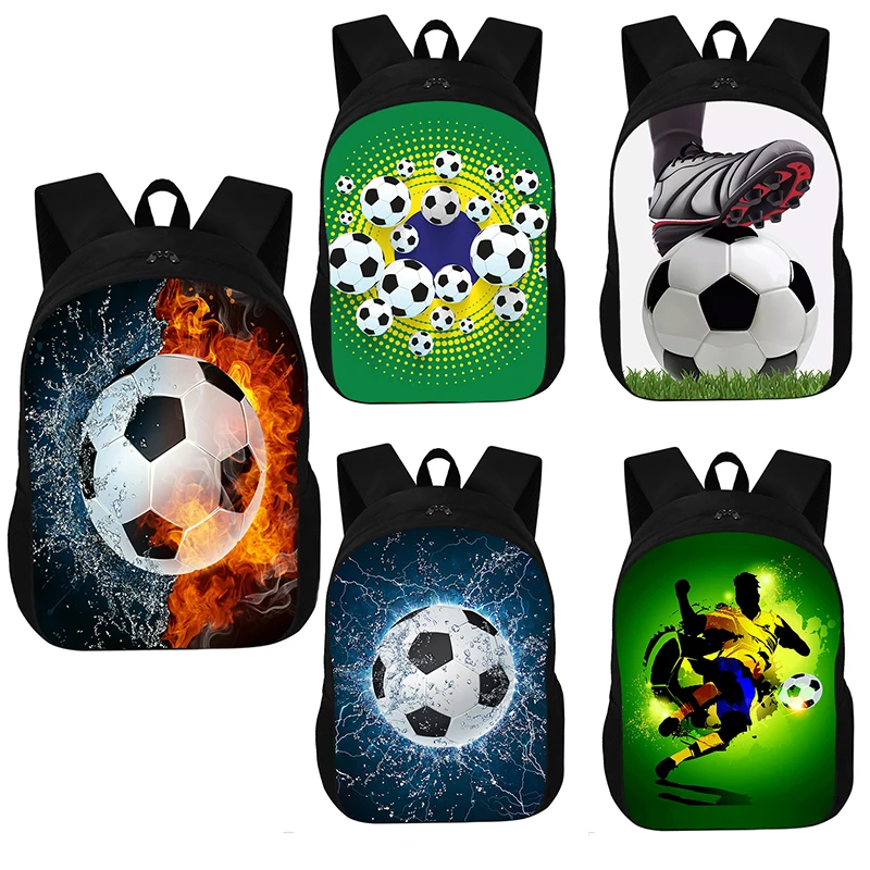 Sac à Dos Imprimé Football pour Jeunes, Cartable d\'École, Grande Capacité, Sacs de Rangement, Sac d\'Ordinateur, Cadeau pour Enfants, Garçons et Bol