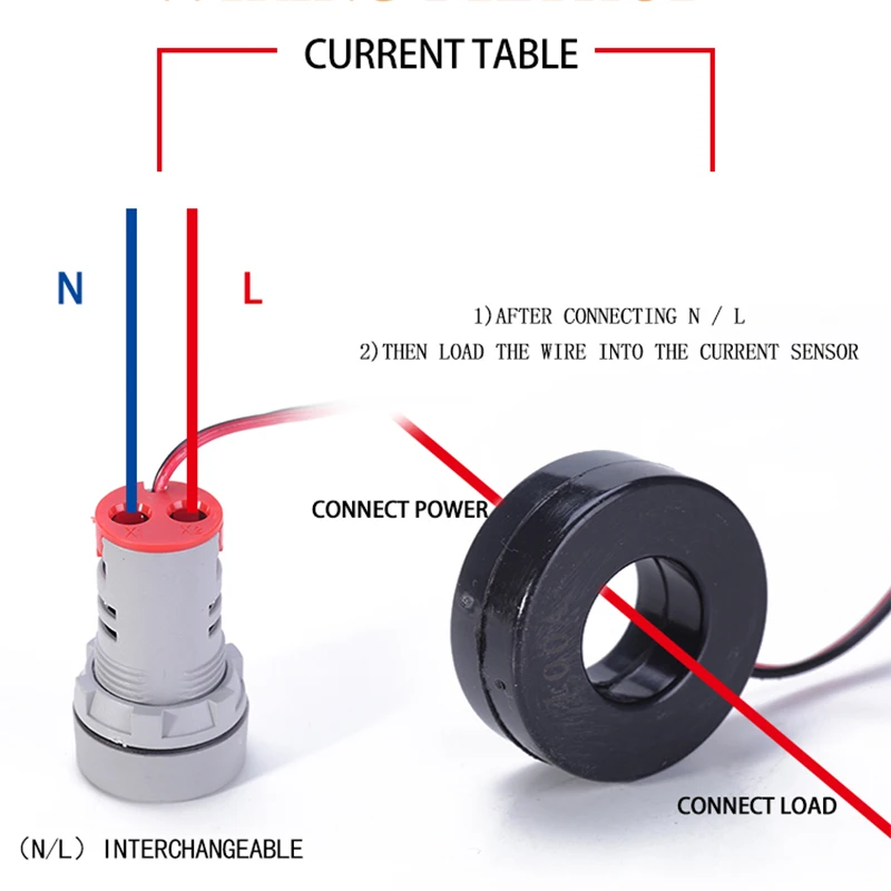 Digital Amperímetro Medidor de Corrente Indicador de Medidores de Tensão Lâmpada LED Redondo Quadrado Luz de Sinal de Alta Qualidade Marca, 22mm,