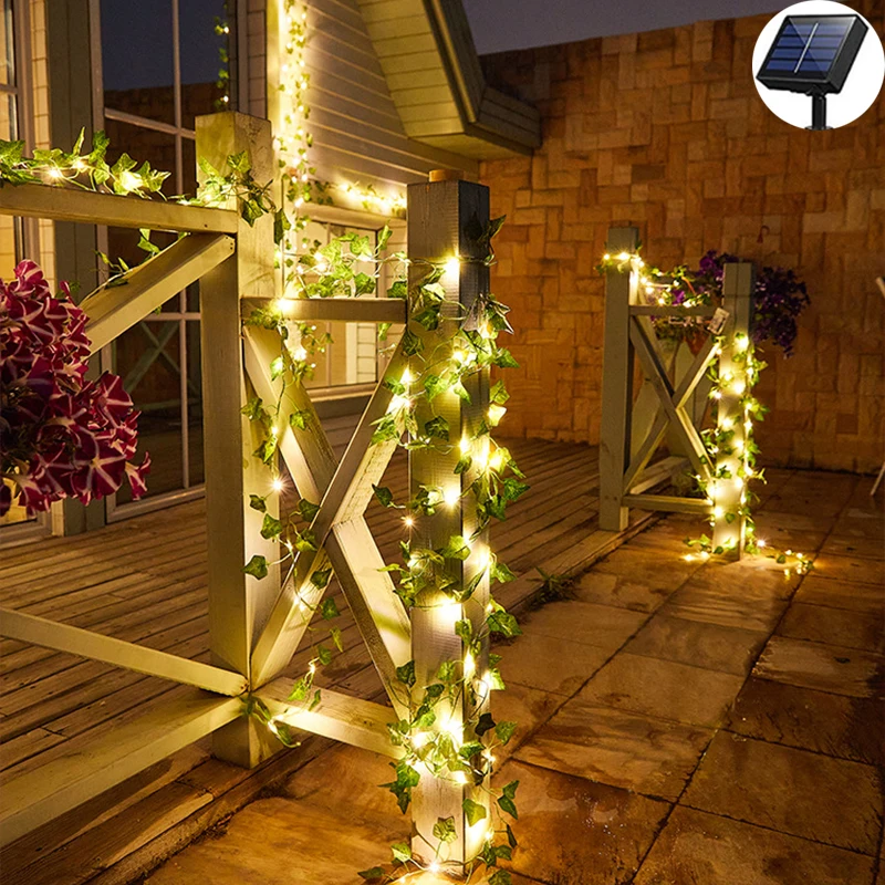Luci a LED pianta finta luci solari foglia d'acero fata luci ghirlanda esterna impermeabile lampada solare natale per la decorazione del giardino