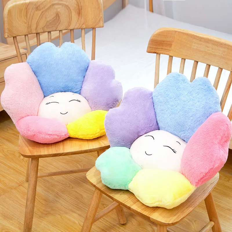 Kawaii Sun Flower Pillow Animal Seat Cushion Stuffed Flower Plush Sofa Indoor Floor Home Chair Decor Winter Children Gift