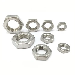 2/25pcs M2.5 M3 M4 M5 M6 M8 M10 M12 M14 M16 304 A2-70 Stainless Steel Flat Hex Hexagon Thin Nut Jam Nut DIN439 GB6172