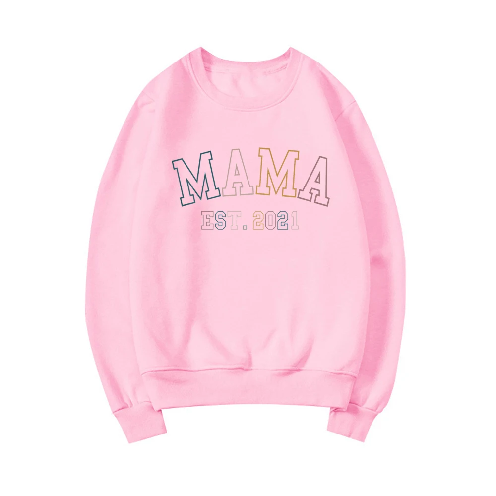 Sweat-shirt personnalisé Mama Est pour femme, pull ras du cou, sweats à capuche graphiques PVD, haut décontracté, pulls mama, nouveau spinal to be, cadeau