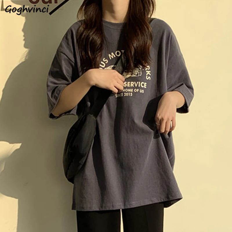 Women Short Sleeve T-shirts Print Casual Korean Style Fashion Harajuku Loose O-neck Student Streetwear All-match Simple Ulzzang