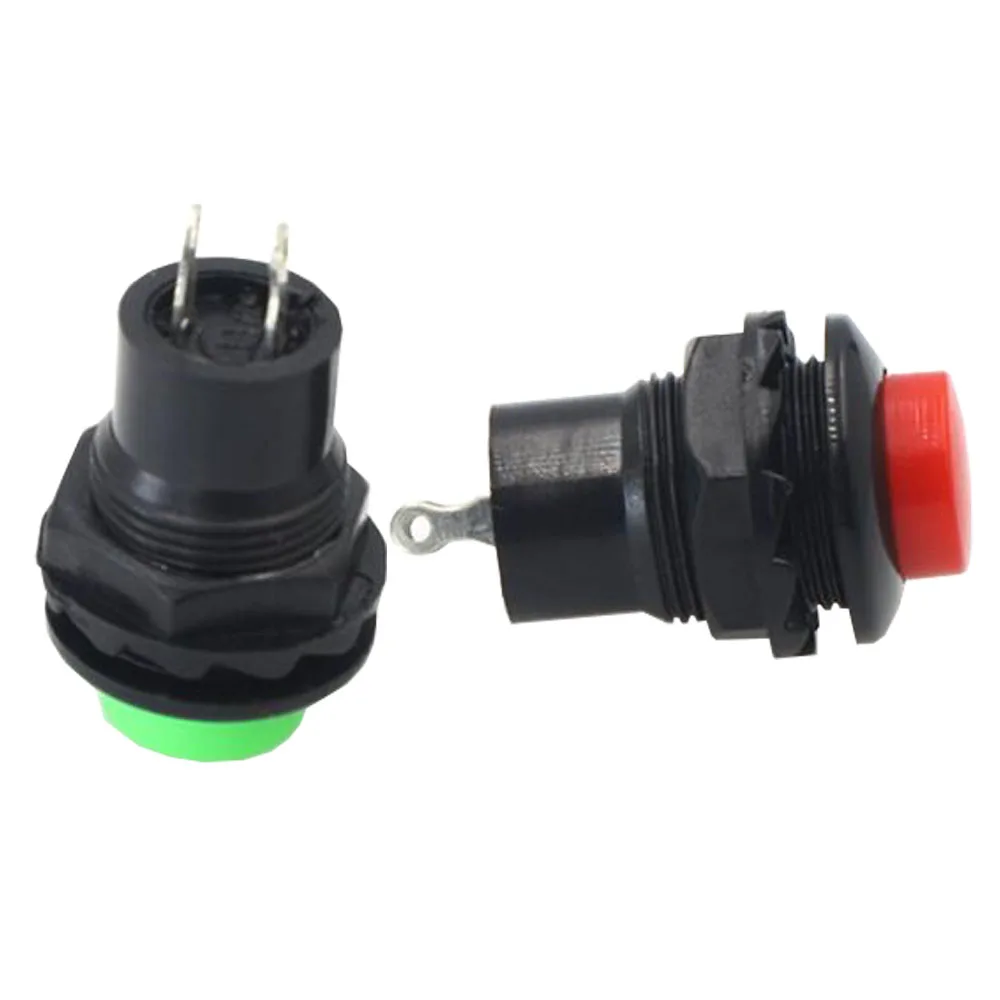 10 PCS 12MM Small Round Button DS-313 2 Pin Reset without Lock, Jog Power Button Switch Red/Green