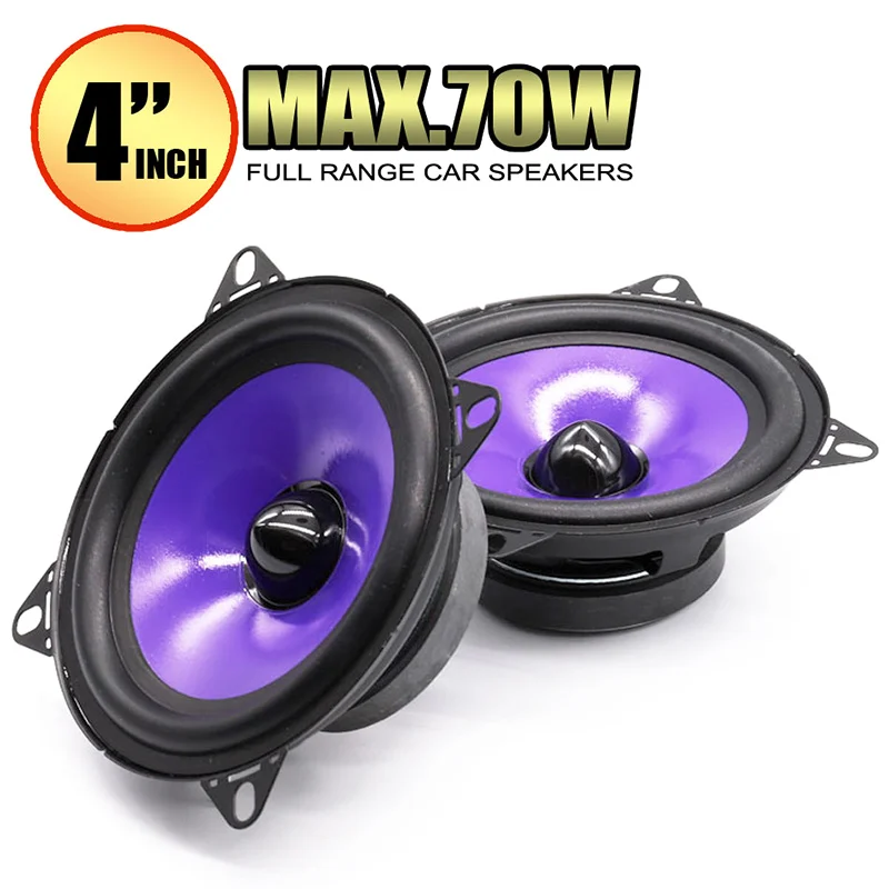 

2pcs 4 Inch 70W Full Range Frequency Car Audio Speaker Heavy Mid-bass Ultra-thin Modified Speaker Non-destructive Installation