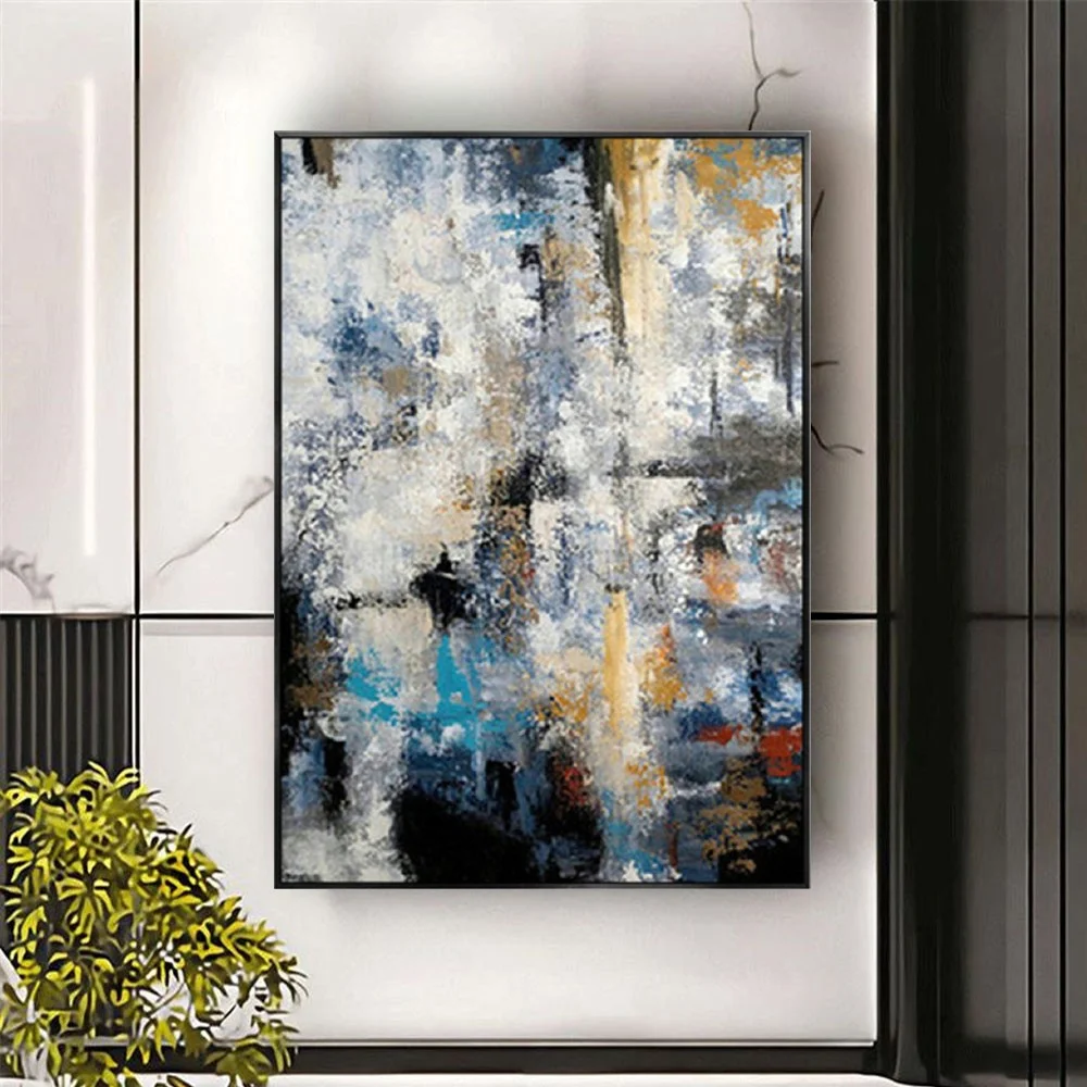 100% Handmade Oil Painting Gypsophila Creative Canvas Paintings blue Paint modern Wall Art Vintage art Painting Home Decoration