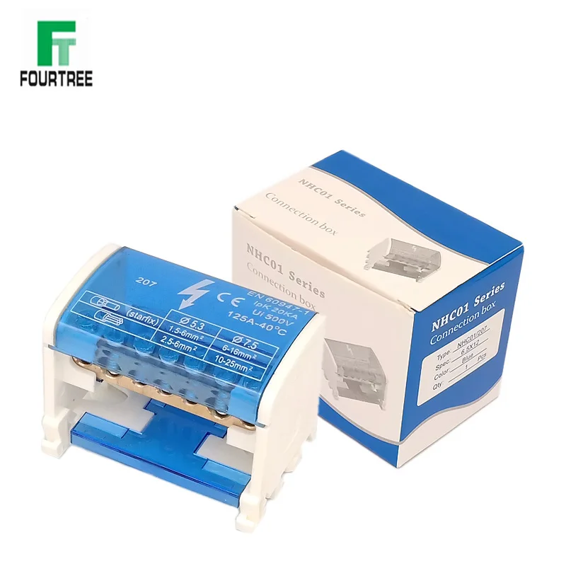 Terminal Block Power Distribution Box Modular Din Rail Screw Connection Block Universal Electric Wire Junction Box NHC01-207