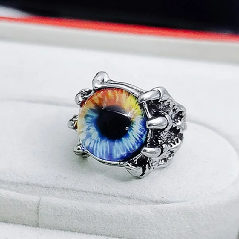 Men\'s Punk Goth Dragon Claw Evil Eye Rings Women Devil Eyeball Party Stainless Steel Rings Anime Skull Boyfriends Jewelry Gifts