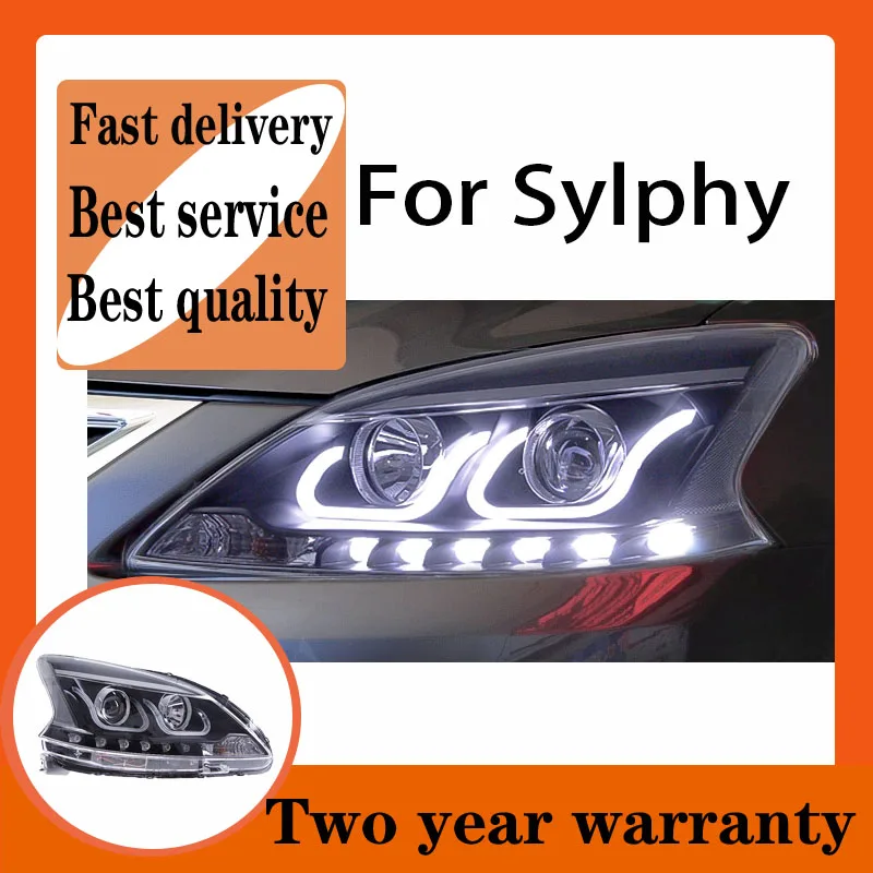 

Car Styling for Sylphy Headlights 2012-2015 Sentra LED Headlight DRL Hid Option Head Lamp Angel Eye Beam Accessories