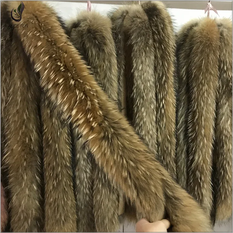 

Big Raccoon Fur Collar Hood Trim Natural Raccoon Fur Hood Collar Down Coat Fur Collar Custom Made Big Fur trim