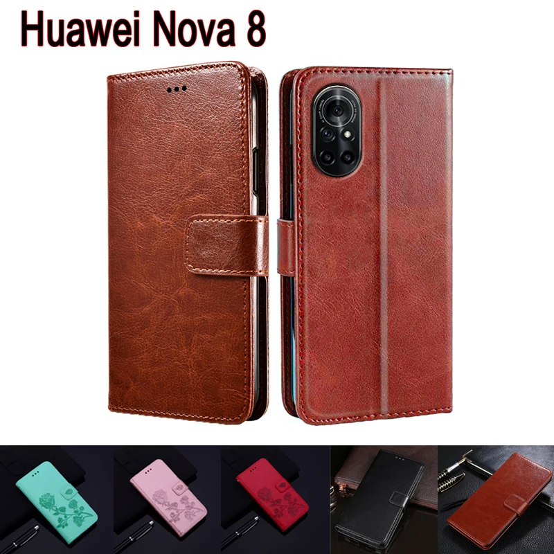

Cover For Huawei Nova 8 Case Flip Phone Protective Shell Funda On For Huawei Nova8 Wallet Leather Magnetic Card Book Hoesje Case
