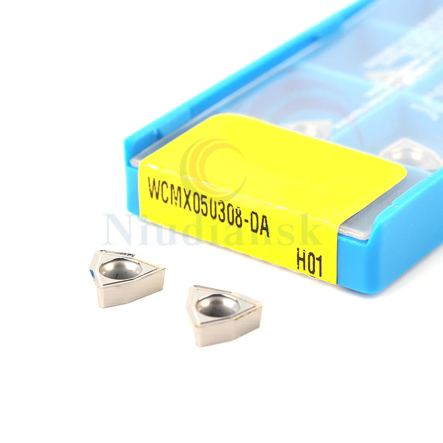 Outils de tournage pour tour CNC en aluminium, lames de coupe en carbure, Inserts, WCMX040208 WCMX050308 DA H01, 10 pièces