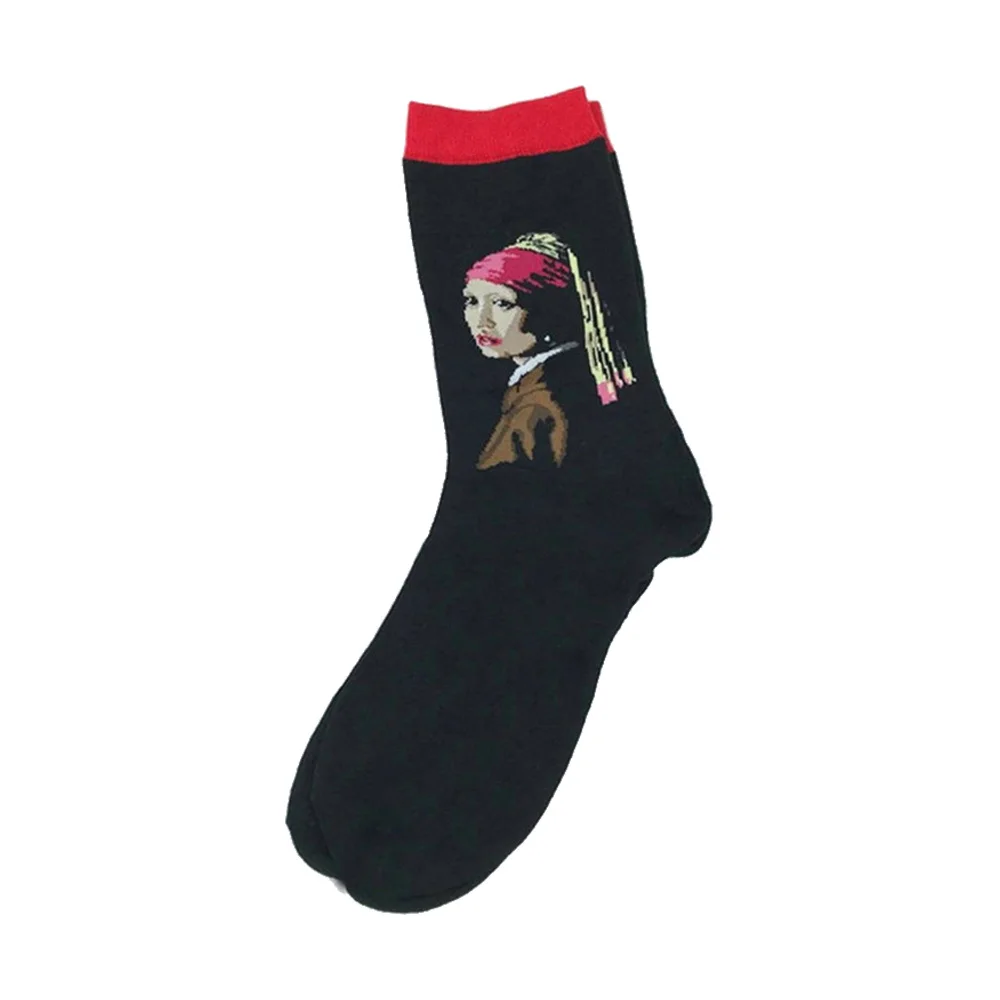 Calcetines de algodón para hombre, medias de Arte de pintura al óleo abstracta Retro, grito moderno, noche estrellada de Van Gogh, calcetín de
