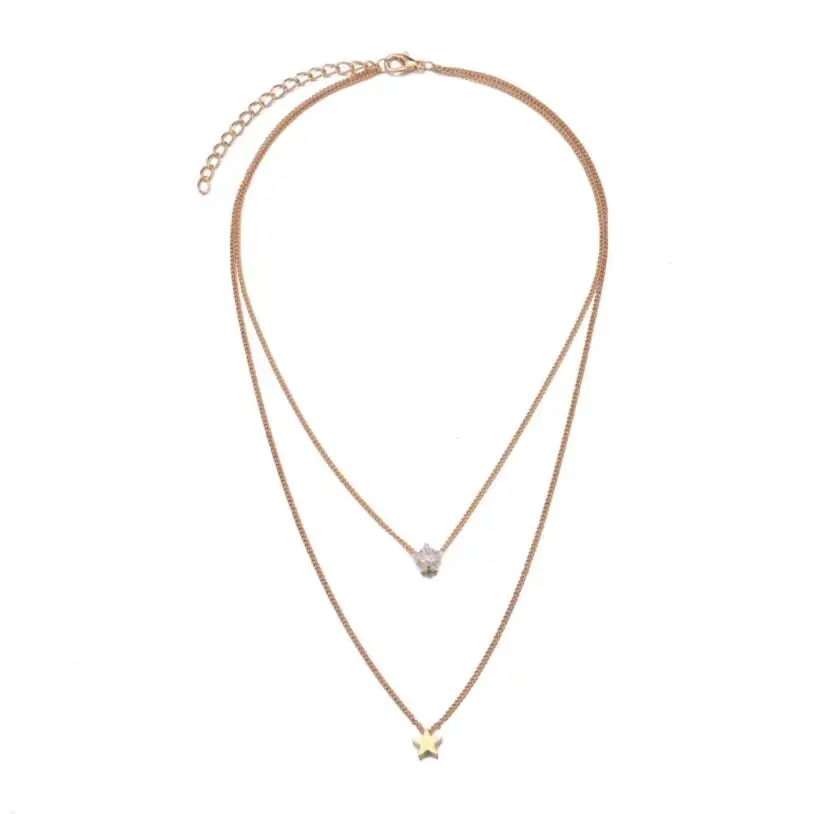 Mode mehr schicht ige & Anhänger Vintage Mond Halsreif für Frauen Gold Collier Femme Party Schmuck s2275