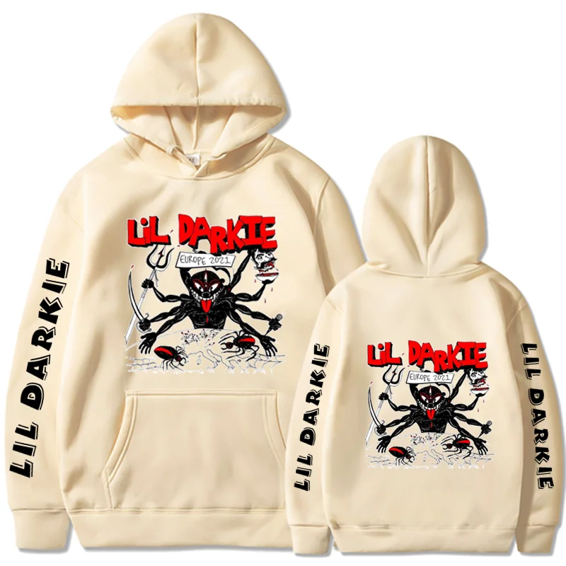 Merek Hoodie Print LIL DARKIE Pakaian Jalan Musim Gugur Fashion Pria Wanita Sweter Besar Hoodie Pakaian Olahraga Uniseks