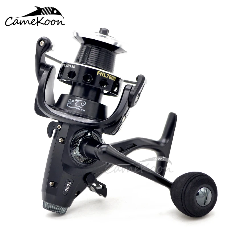 CAMEKOON 라이브 라이너 베이트 피더 스피닝 릴, 듀얼 브레이크 베이스 잉어 코일, 5.5:1/4.7:1 전면 및 후면 드래그, 바닷물 메기 휠