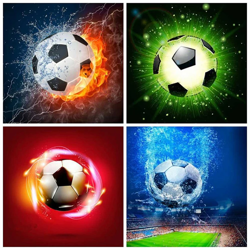 Yumeart Diamond Painting Full Drill Star Fire Football Handmade Gift Mosaic Soccer Diamond Art Home Decoration Boy Room Decor