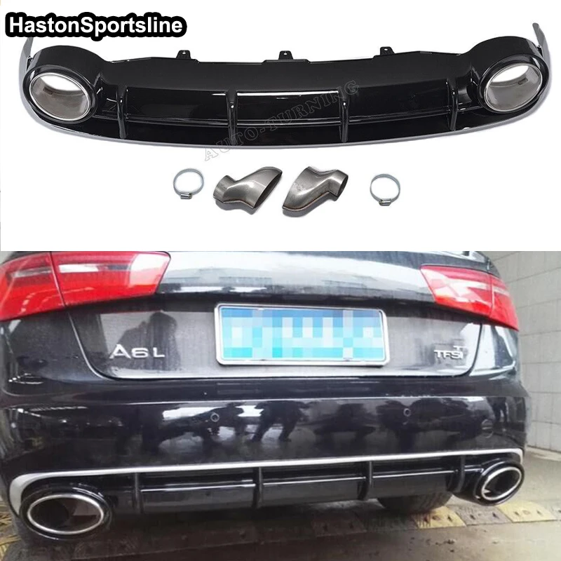 A6 C7 ABS Rear Bumper Lip Diffuser for Audi A6 2012-2015 Car Styling (Only fit standard A6)