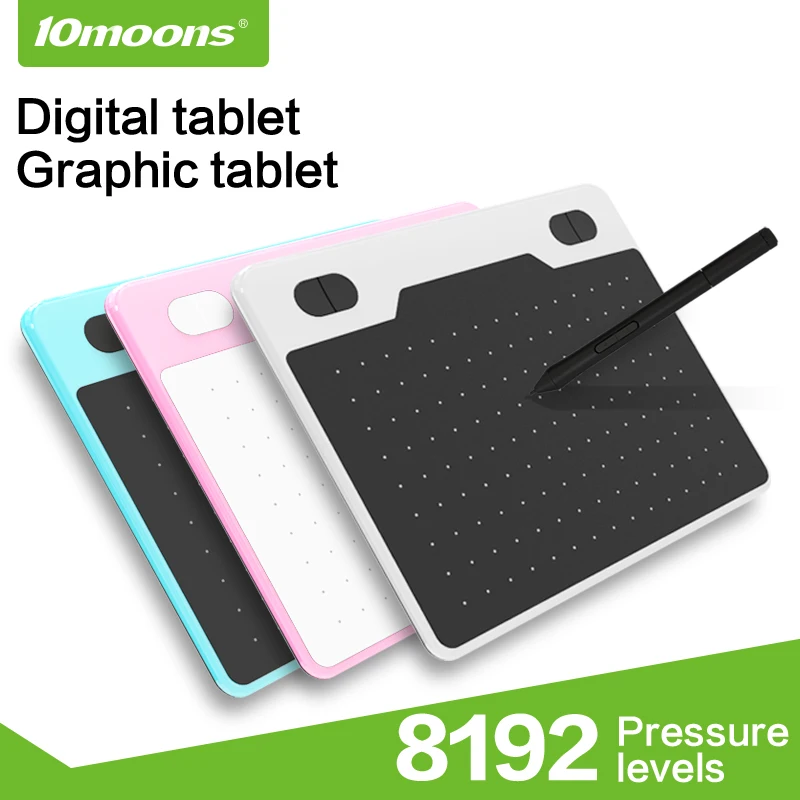 10moonsGraphic Drawing Tablet Battery-free Stylus Design 8192 Levels  Compatable for Windows Mac