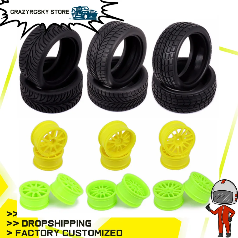 1/10 63mm RC Rubber Tire Racing Car Tires(+sponge) +52mm Wheel Rim Fit For HSP HPI RC Car Part Diameter rc Tires