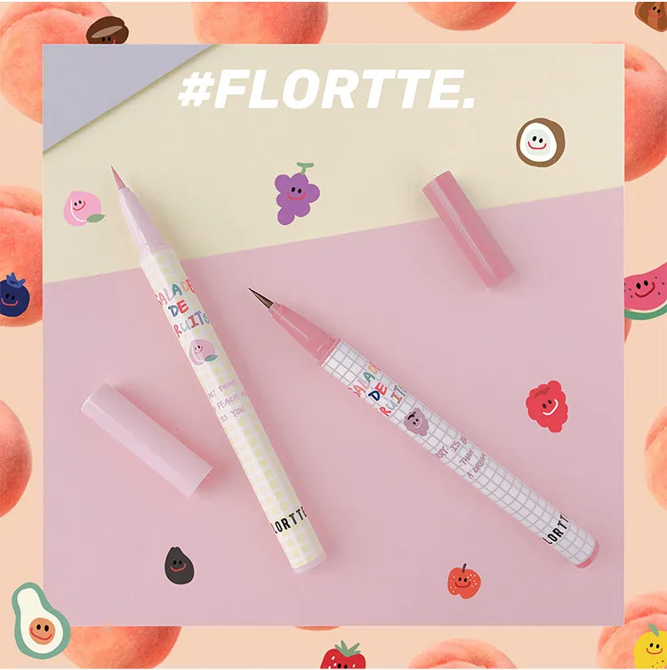 FLORTTE Fruit Salad Series Color Waterproof Liquid Eyeliner Long-lasting and Non-smudging Easy to Wear Eye Makeup Cosmetics