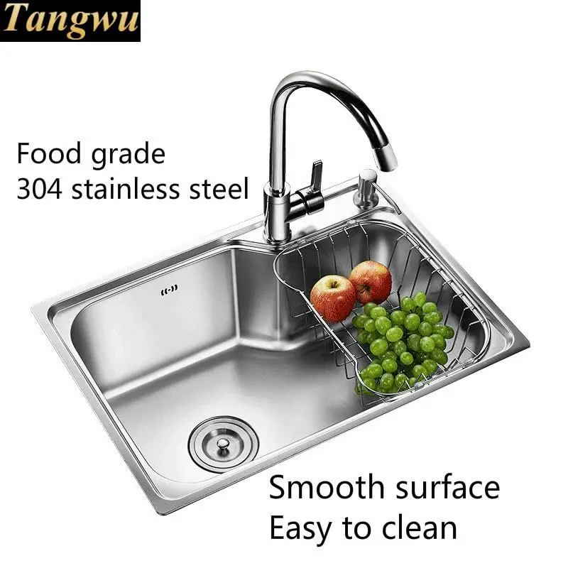 Free shipping Home small kitchen single trough sink vogue wash vegetables 304 stainless steel hot sell 620x440/650x430 MM