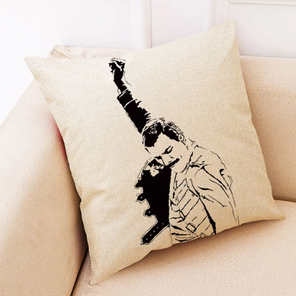 Rock band capa de almofada queen de algodão, capa personalizada decorativa em linho para cadeira têxtil 45x45cm de um lado