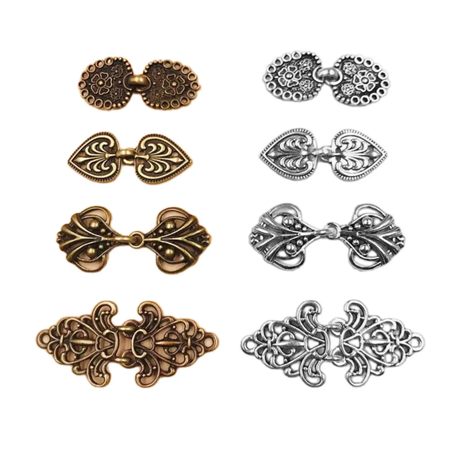 4 Pairs Vintage Cardigan Clip Buttons Cape Cloak Eyes Hooks Clasp Fasteners