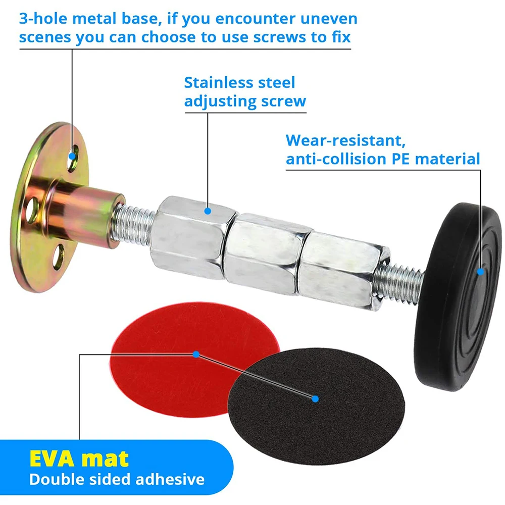 4Pcs Adjustable Threaded Bed Frame Anti-Shake Tool, Headboard Stoppers Fixer, Bedside Antishake Telescopic Support Stabilizer