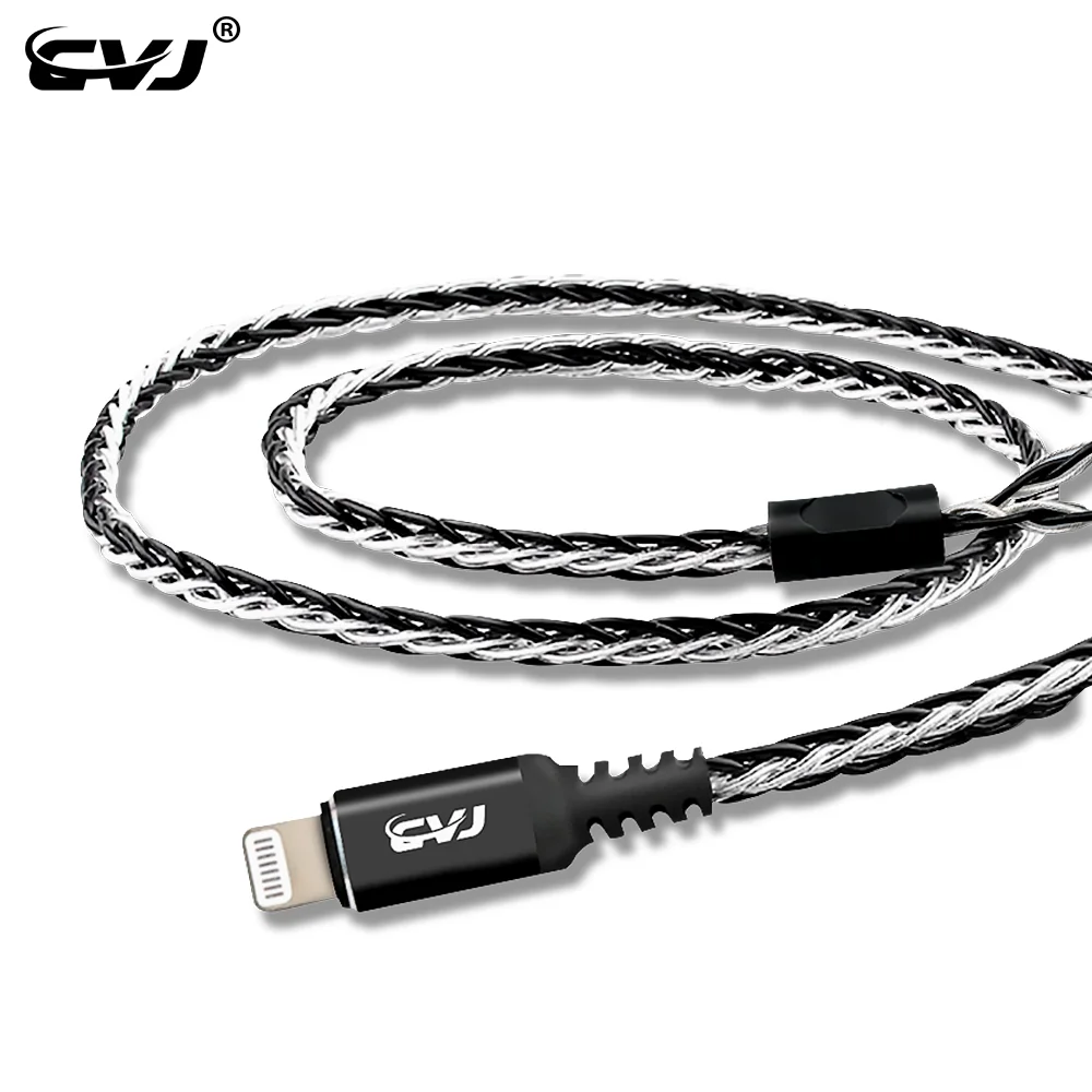 CVJ CVM Blitz Buchse 8 Core Silber Überzogene 2 Pin 0,75mm/0,78mm/MMCX Stecker Audio Kabel für CSA CSN KZ ZS10 AS10 CCA C16
