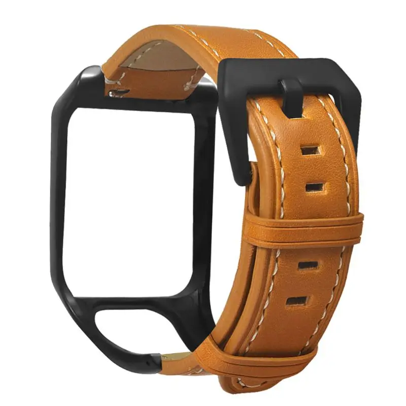 

Replaced Genuine Leather Wrist Strap Metal Clasp Buckle Watchband Bracelet for tomtom Runner 2 3/Spark 3 2 Watch Accessories