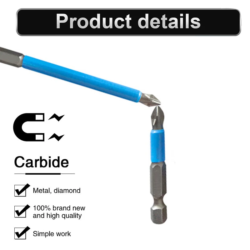 25mm-150mm PH2 Phillips Head Screwdriver Drill Bit Hex Shank Magnetic Non-Slip Long Reach Precision Screw Bits Electric Tools