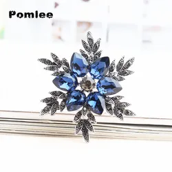 Pomlee Big Flower Crystal Brooch For Women Fashion Snowflower Bouquet Rhinestone Brooches And Pins Scarf Clip Jewelry Whosales