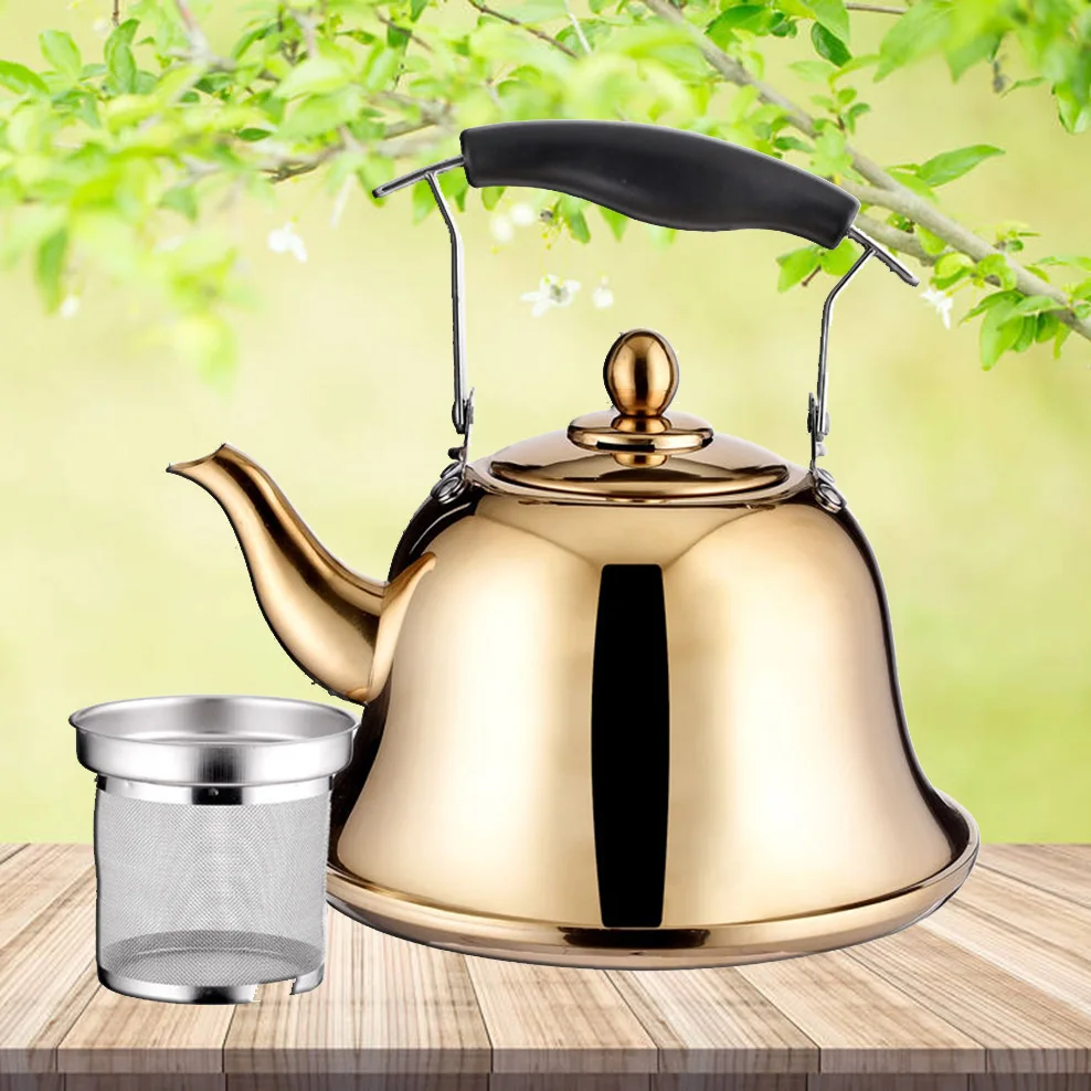 ENERGE SPRING 1.5L Stainless Steel Boiling Water Kettle Add Soup Pot Teapot With Tea Strainer Whistle Kettle Tea Infuser