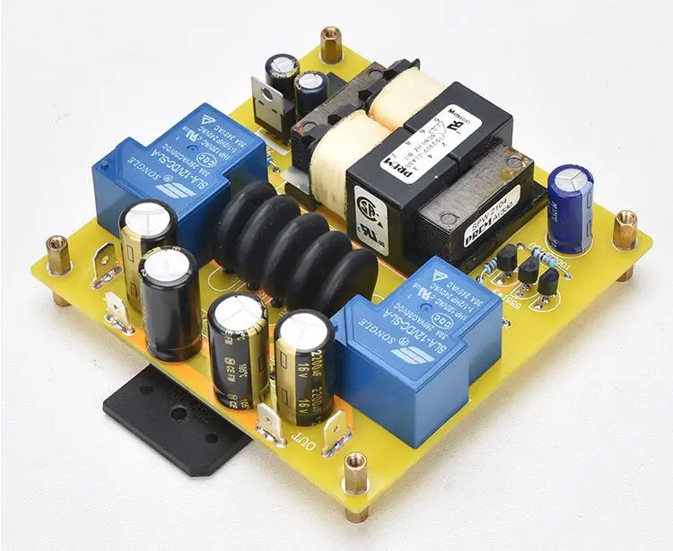 

finished 30A soft start board with power transformer for high power amplifier is more stable and reliable