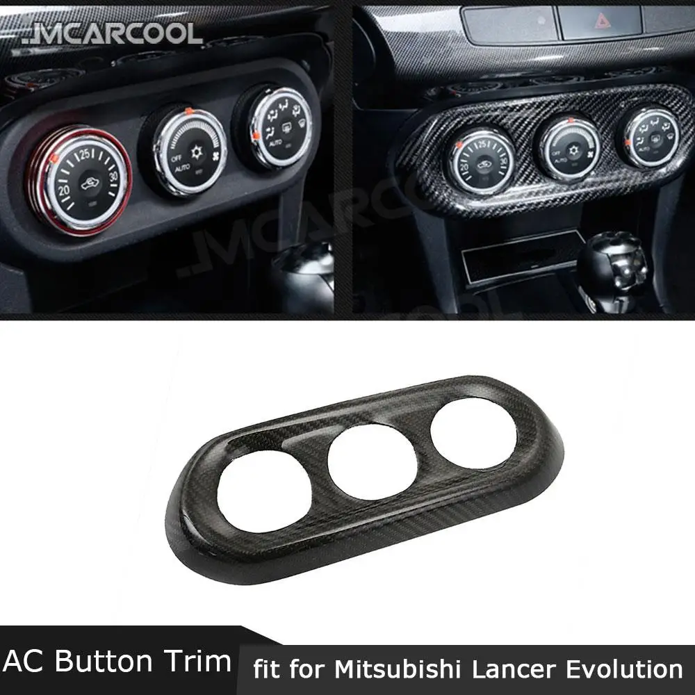 

Carbon Fiber Car Air Condition Triple Control Button Panel Trim frame Sticker For Mitsubishi Lancer Evolution EVO 10X 2008-2012