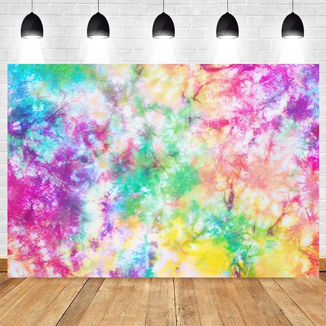 Hippie Photography Backdrop Colorful Tie Dye Abstract Rainbow Vinyl Photo Background Photography Booth Props Wall Decoration