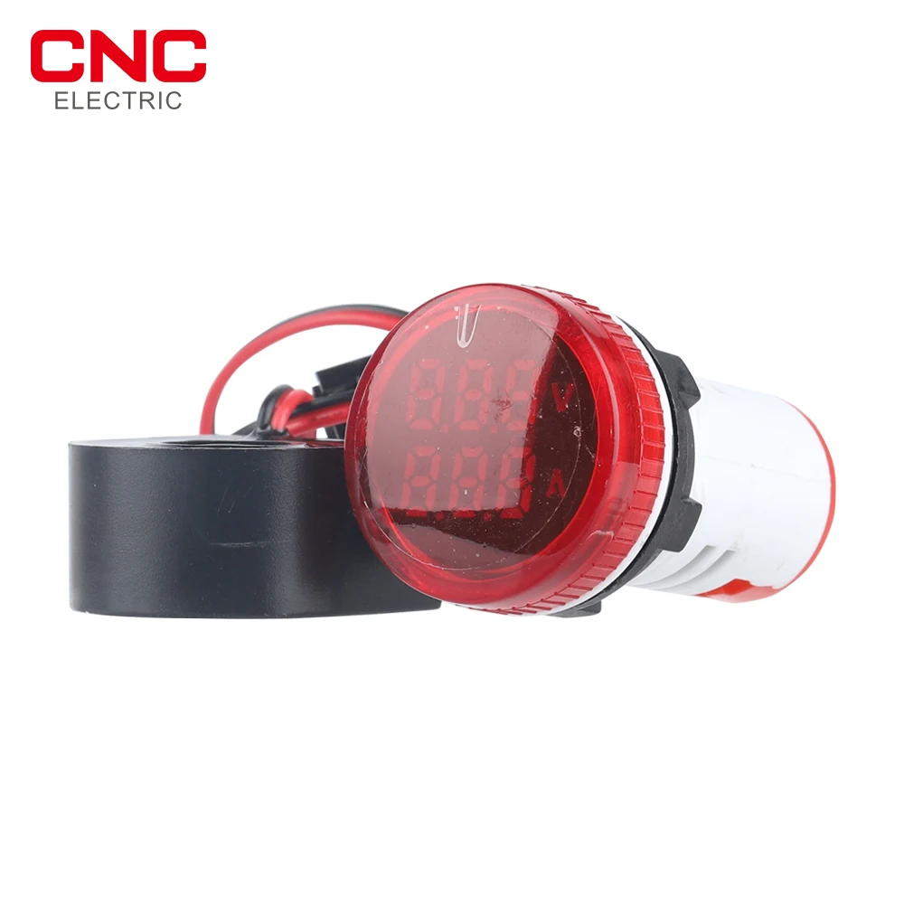 CNC 1PCS Round LED Dual Display AC Amp Volt Ammeter Digital Voltage Current Ampere Meter Indicator AC50-500V 220V 0-100A