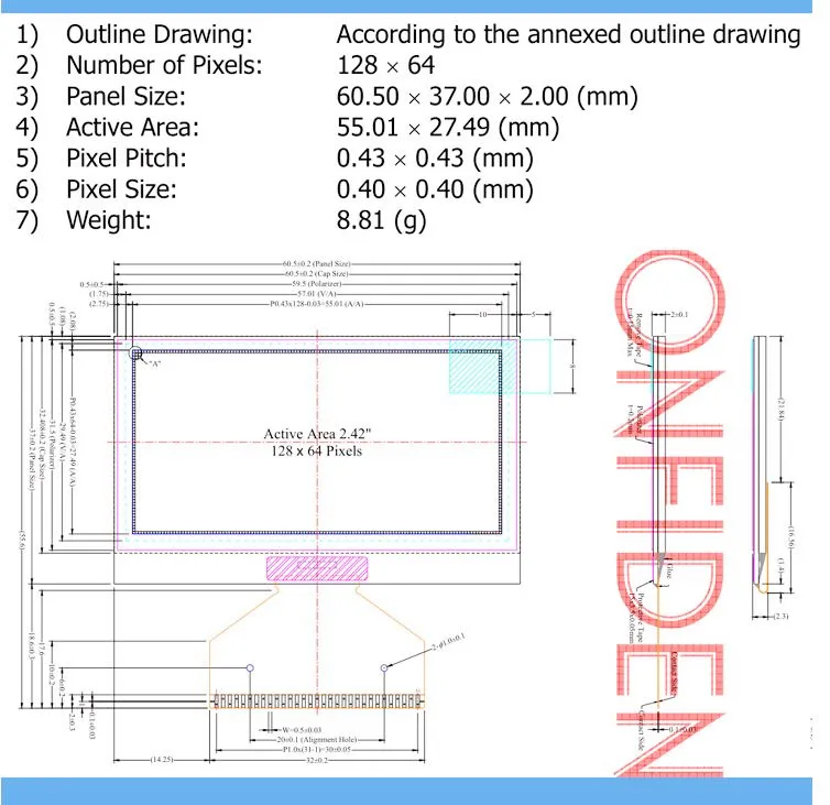 2 قطعة 2.42 بوصة OLED عرض 128*64 نقطة مصفوفة SSD1309 سائق UG-2864ASGPG14 لحام 31PIN الأخضر/الأزرق/الأصفر/الأبيض 12864 العرض