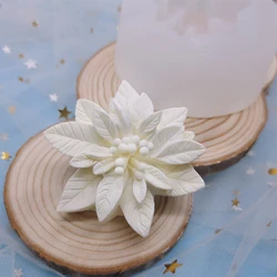 3D Christmas Poinsettia Flower Silicone Candle Mold, Handmade Cake,Resin,Scented Plaster, Soap Mold, Simulated Flower Home Decor