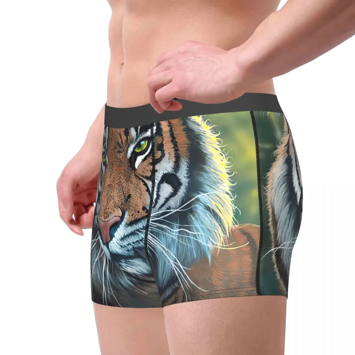 Tiger Tiger Portrait Underpants Breathbale Panties Male Underwear Print Shorts Boxer Briefs