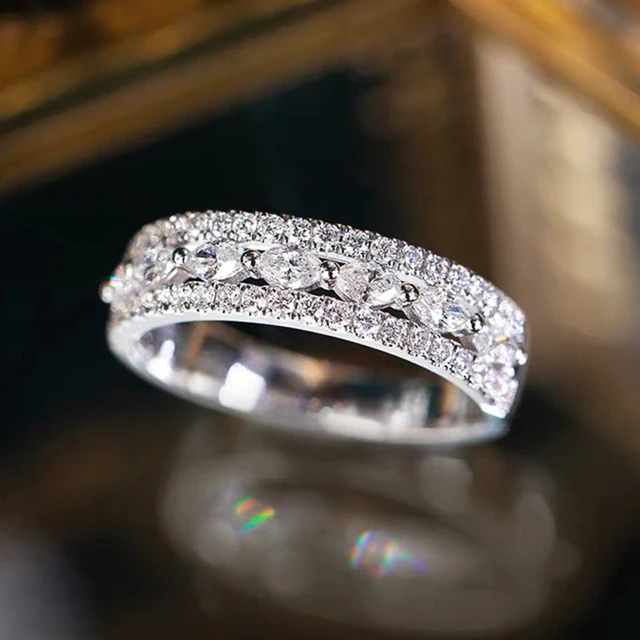 Huitan Fashion luksusowe obrączki damskie pierścionki na palce prosta konstrukcja kryształowa cyrkonia pierścionki zaręczynowe oświadczenie biżuteria