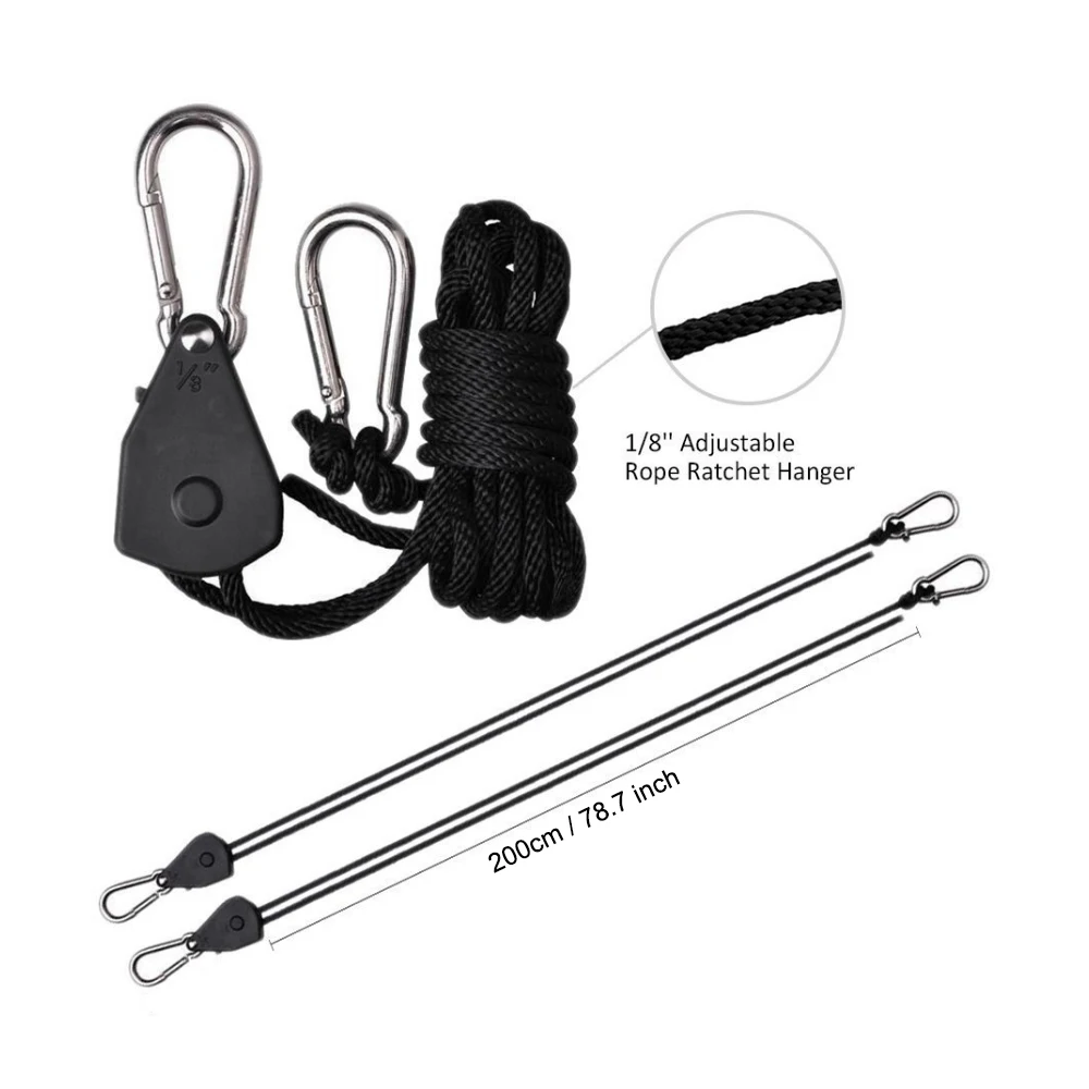 (2pcs/Set) Adjustable 1/8 Inch Nylon Rope Ratchet Yoyo Hanging Kit For LED Grow Light Greenhouse Tent