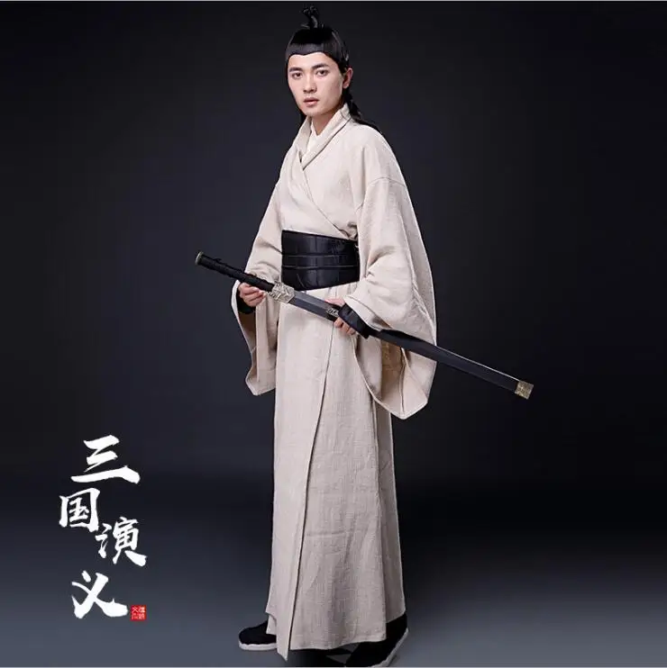 Antique Clothes Romance Three Kingdoms Ancient Hanfu Men Cotton Chivalrous Guest costume Studio Photographic Performing Clothing