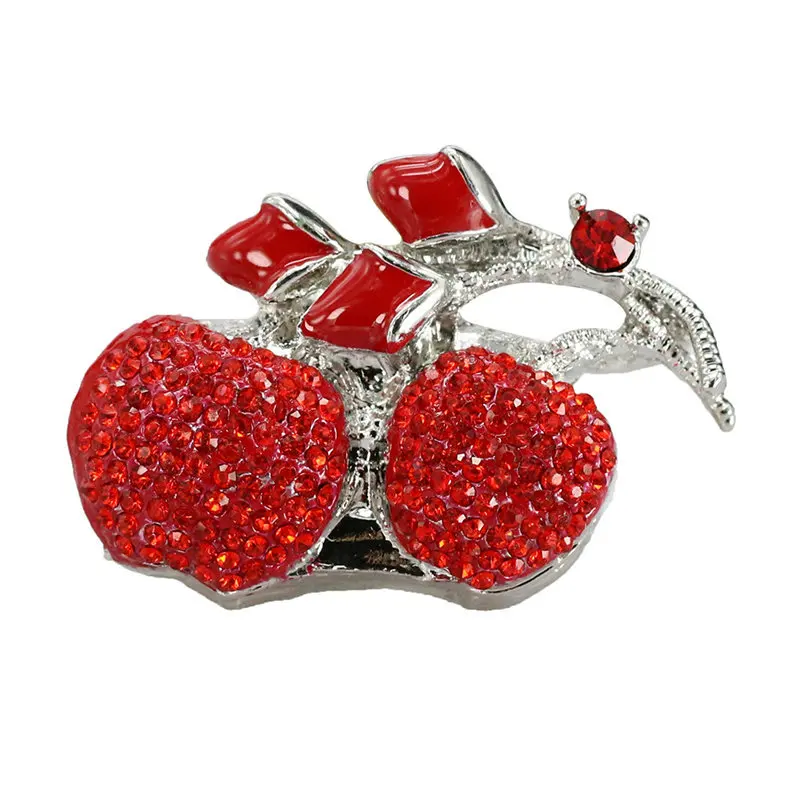 Metal Crystal Red Cherry Usb Flash Drive Pendrive 4GB 8GB 16GB 32GB 64GB Diamond Memory Stick U Disk USB 2.0 Girls Gift